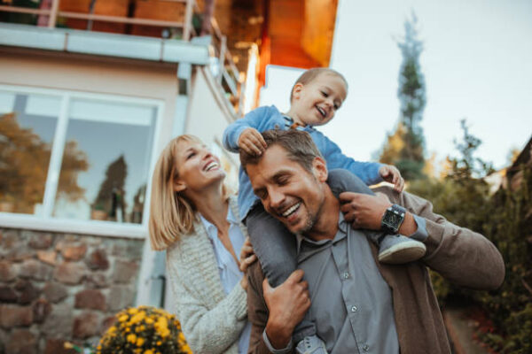 Family is having fun outdoors